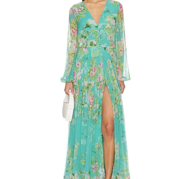 Hemant & Nandita Azra Maxi Dress in Green Floral – NWT – Size XS - Picture 2 of 16